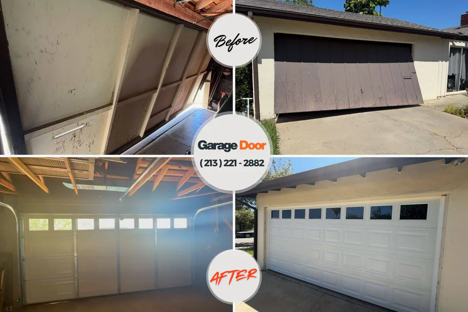 Before and after: garage door repair East Dubuque, IL